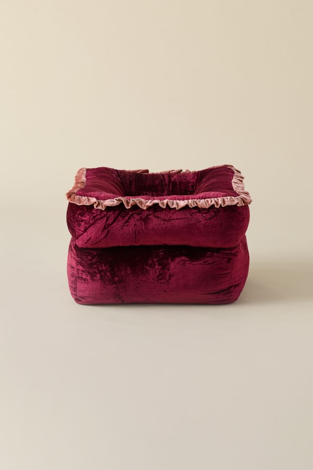 Ellis Ruffle Velvet Bean Bag Ottoman #1