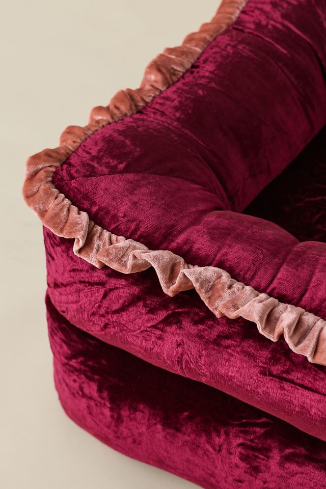 Ellis Ruffle Velvet Bean Bag Ottoman #2