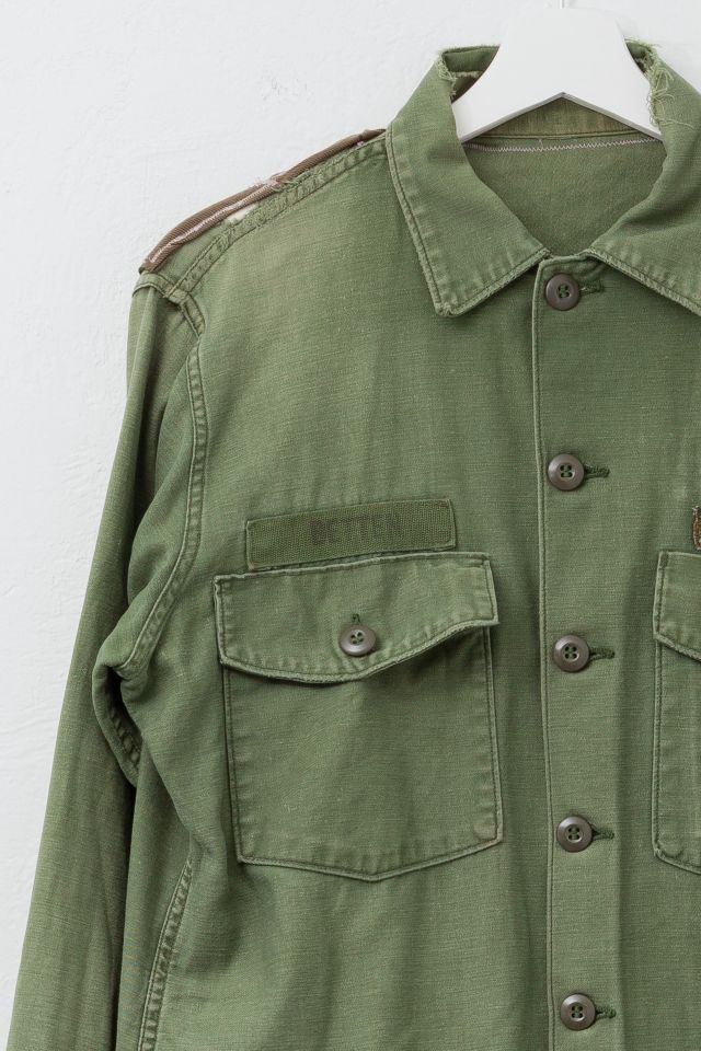 Vintage 1970s Distressed Green Cotton Corduroy Button Up Work Shirt #1