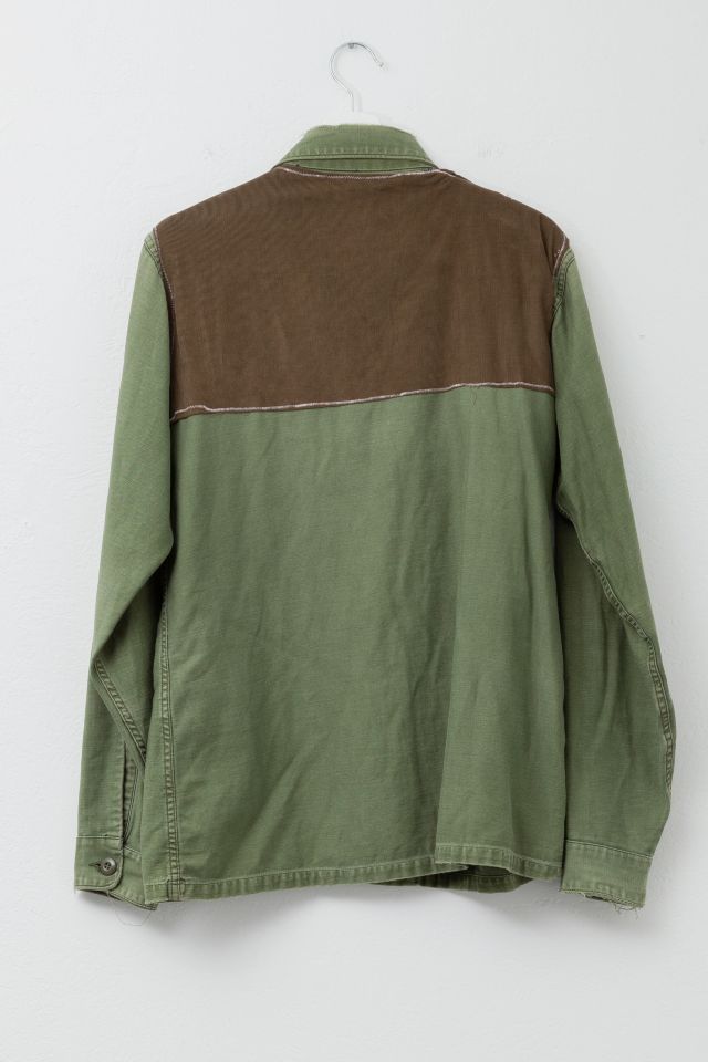 Vintage 1970s Distressed Green Cotton Corduroy Button Up Work Shirt #2