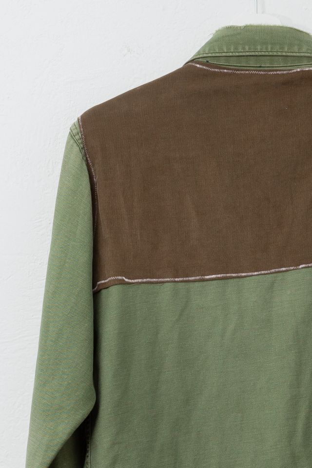 Vintage 1970s Distressed Green Cotton Corduroy Button Up Work Shirt #3