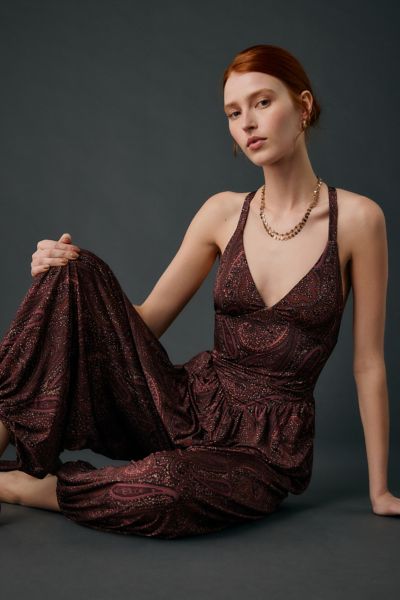 AFRM Bogart Chocolate Paisley Balloon Leg Jumpsuit