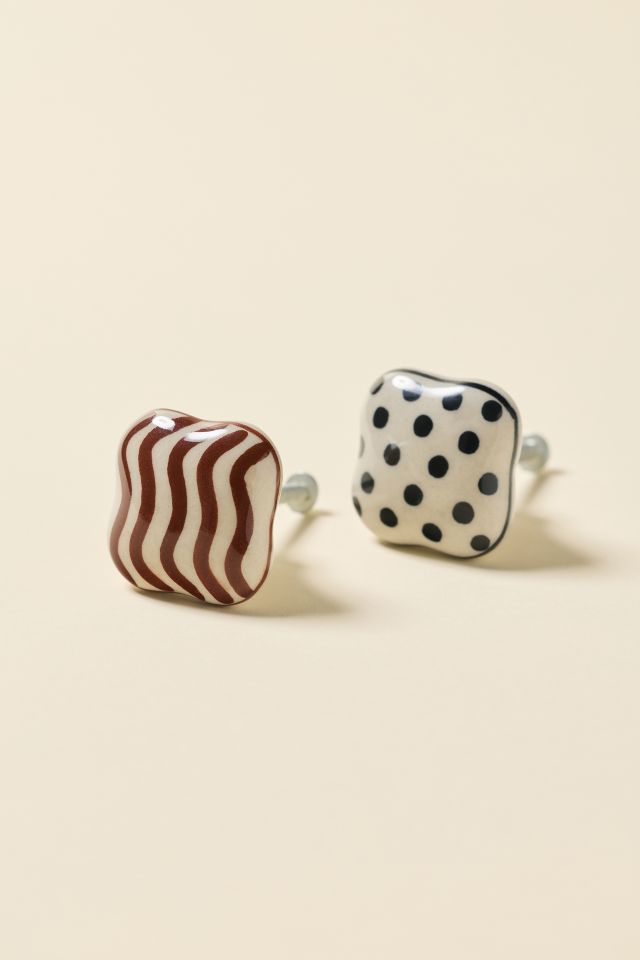 Squiggle & Polka Dot Ceramic Knob - Set Of 2 #1