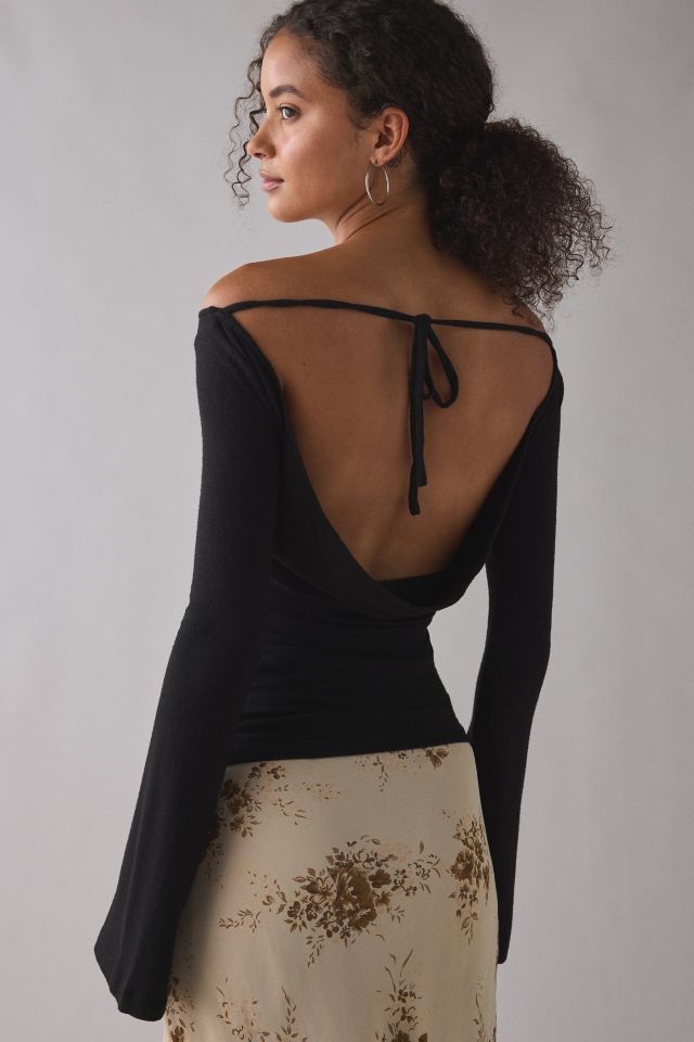 UO Kelly Boatneck Bell Sleeve Open Tie-Back Top #3