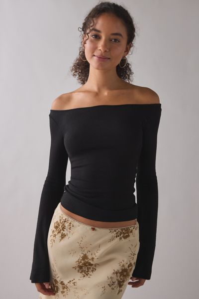 UO Kelly Boatneck Bell Sleeve Open Tie-Back Top