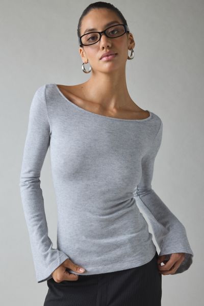 UO Kelly Boatneck Bell Sleeve Open Tie-Back Top Product Page