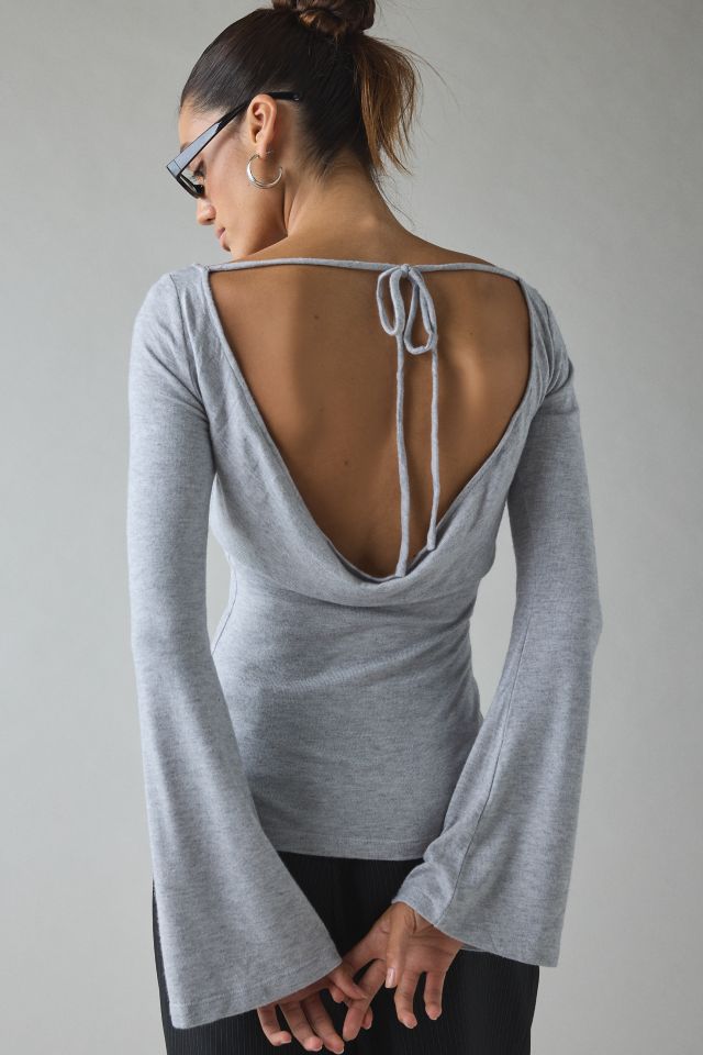 UO Kelly Boatneck Bell Sleeve Open Tie-Back Top #3