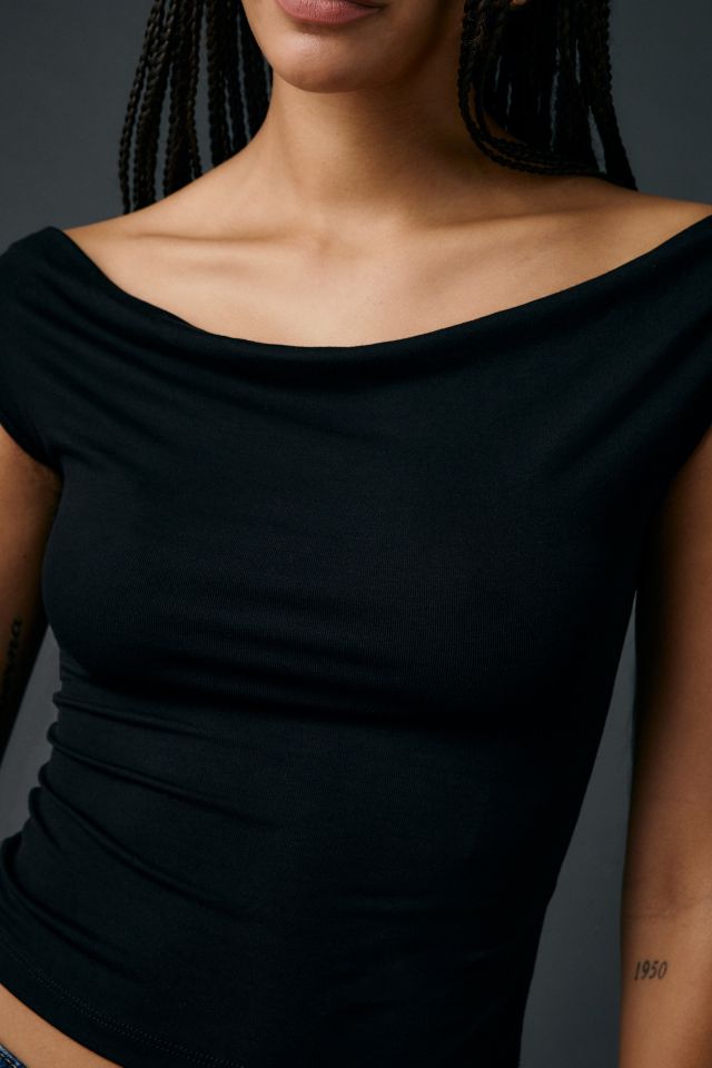UO Kiwi Jersey Knit Scoop Tie-Back Boatneck Crop Top #1