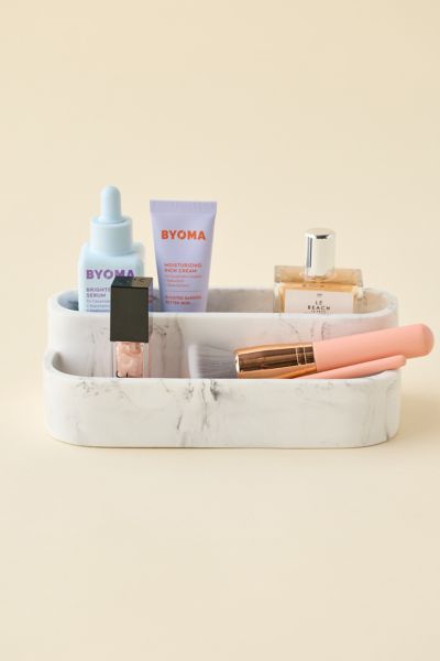 Urban Outfitters Kathryn 2-tier Marble Makeup Organizer In White At