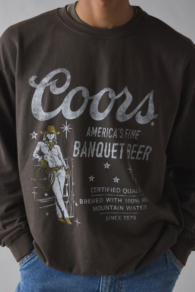Coors Banquet Beer Cowgirl Graphic Crew Neck Sweatshirt