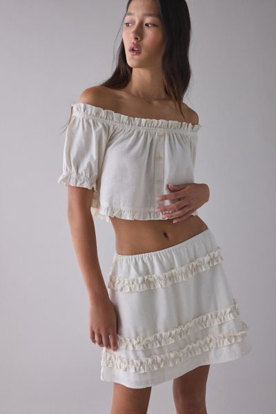 UO Wild Meadow Ruffle Crop Top + Mini Skirt Set