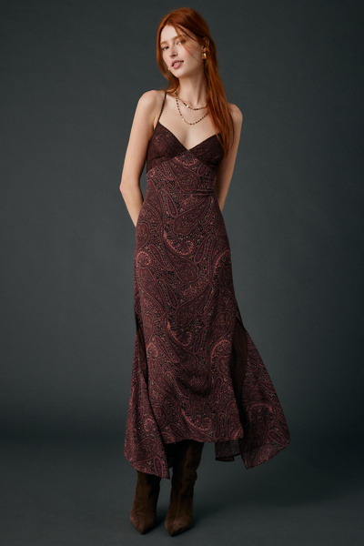 chinese dress ladies Helen Jon Claudia Crochet Midi Dress in Brown