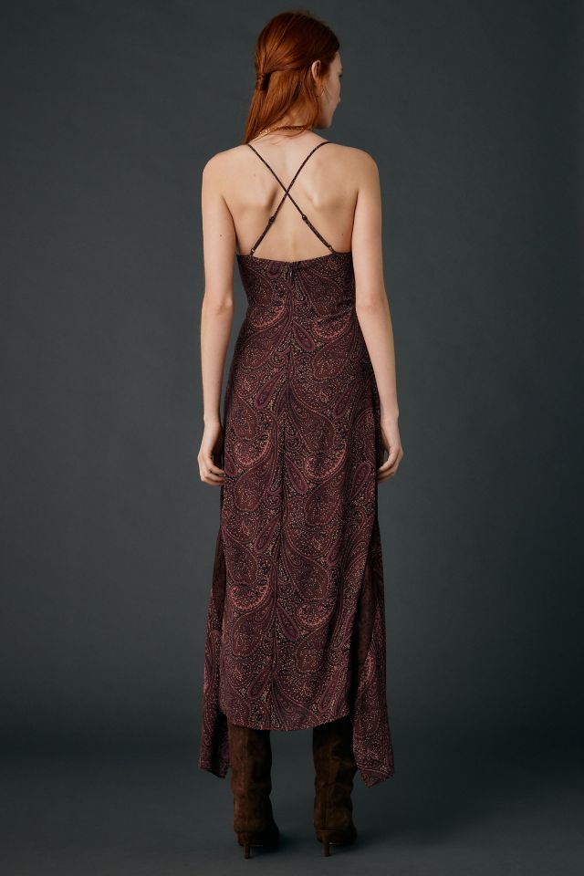 AFRM Christina Chocolate Paisley Chiffon Slip Maxi Dress #3