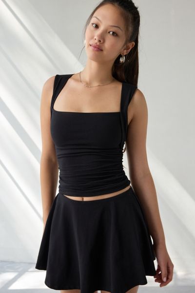 Out From Under Bec Square Neck Ruched Tank Top In Black, Women's At Urban Outfitters