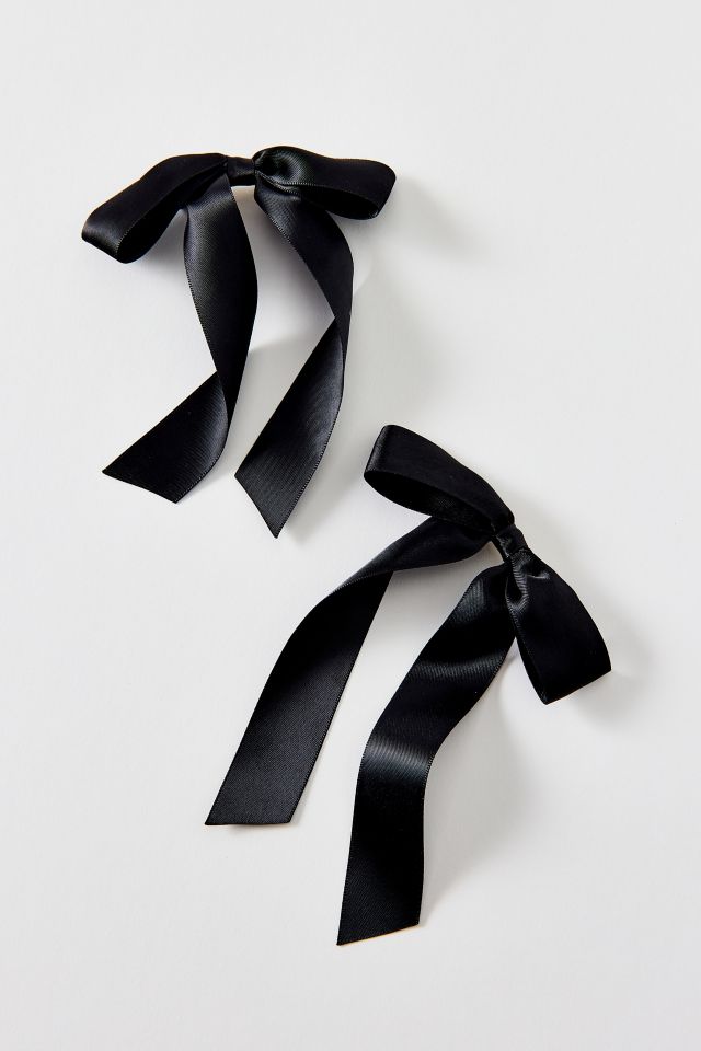 Drapey Satin Bow Hair Clip Set #1