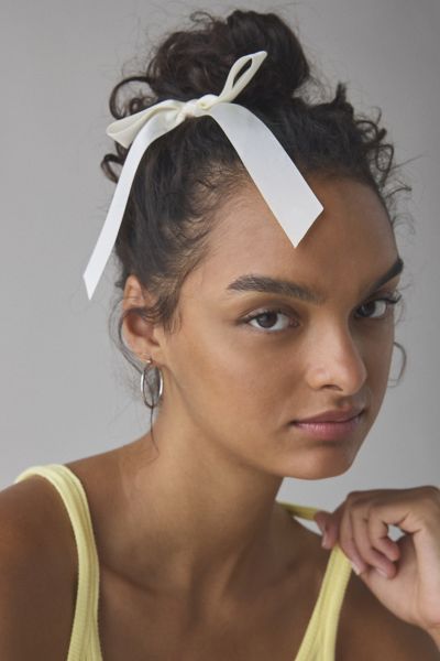 Urban Outfitters Drapey Satin Bow Hair Clip Set In Ivory, Women's At  In White