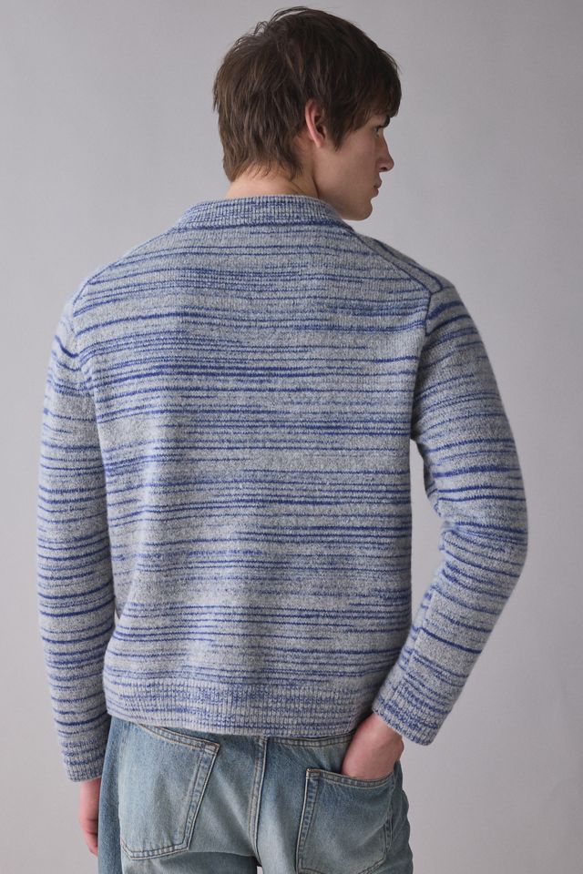 Wax London Alpha Random Space Dye Zip Polo Sweater #1