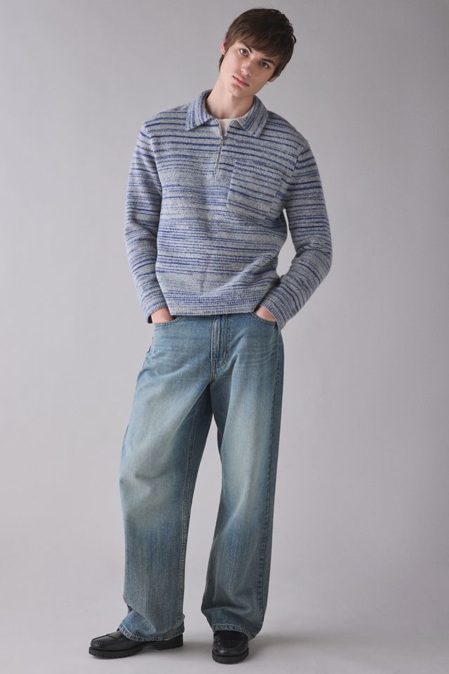 Wax London Alpha Random Space Dye Zip Polo Sweater #2