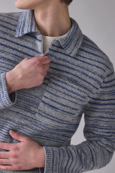 Wax London Alpha Random Space Dye Zip Polo Sweater