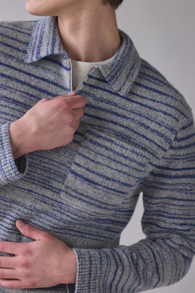 Wax London Alpha Random Space Dye Zip Polo Sweater #3