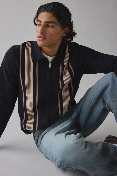 Chandail polo en tricot à rayures Milano Lennox de Wax London