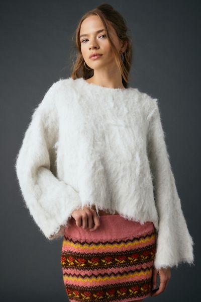 Bdg Bailey Brushed Knit Oversized Pullover Sweater In Ivory, Women's At Urban Outfitters In White