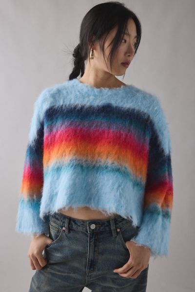 Bdg Bailey Brushed Knit Oversized Pullover Sweater In Blue, Women's At Urban Outfitters In Multi