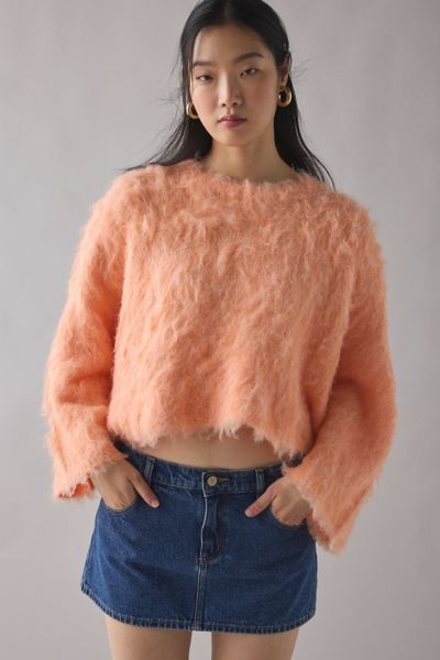 Bdg Bailey Brushed Knit Oversized Pullover Sweater In Peach, Women's At Urban Outfitters In Orange
