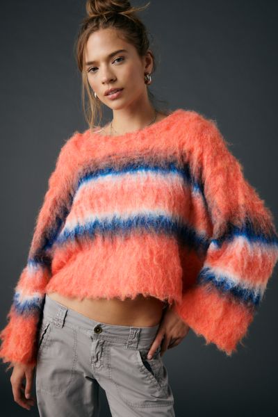 Bdg Bailey Brushed Knit Oversized Pullover Sweater In Orange, Women's At Urban Outfitters