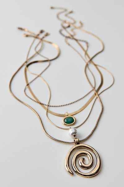 Saturn Swirl Layering Necklace Set