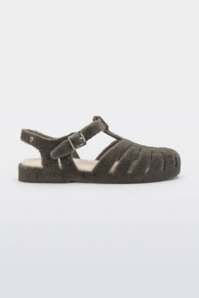 Melissa Possession Warm Look Fisherman Sandal In Flocked Gray/beige, Women's At Urban Outfitters