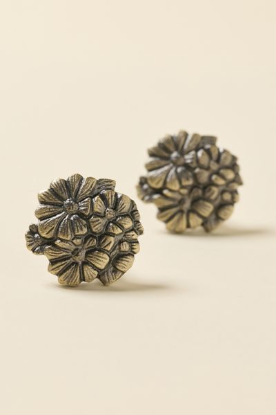 Fleur Flower Bunch Iron Knob - Set Of 2