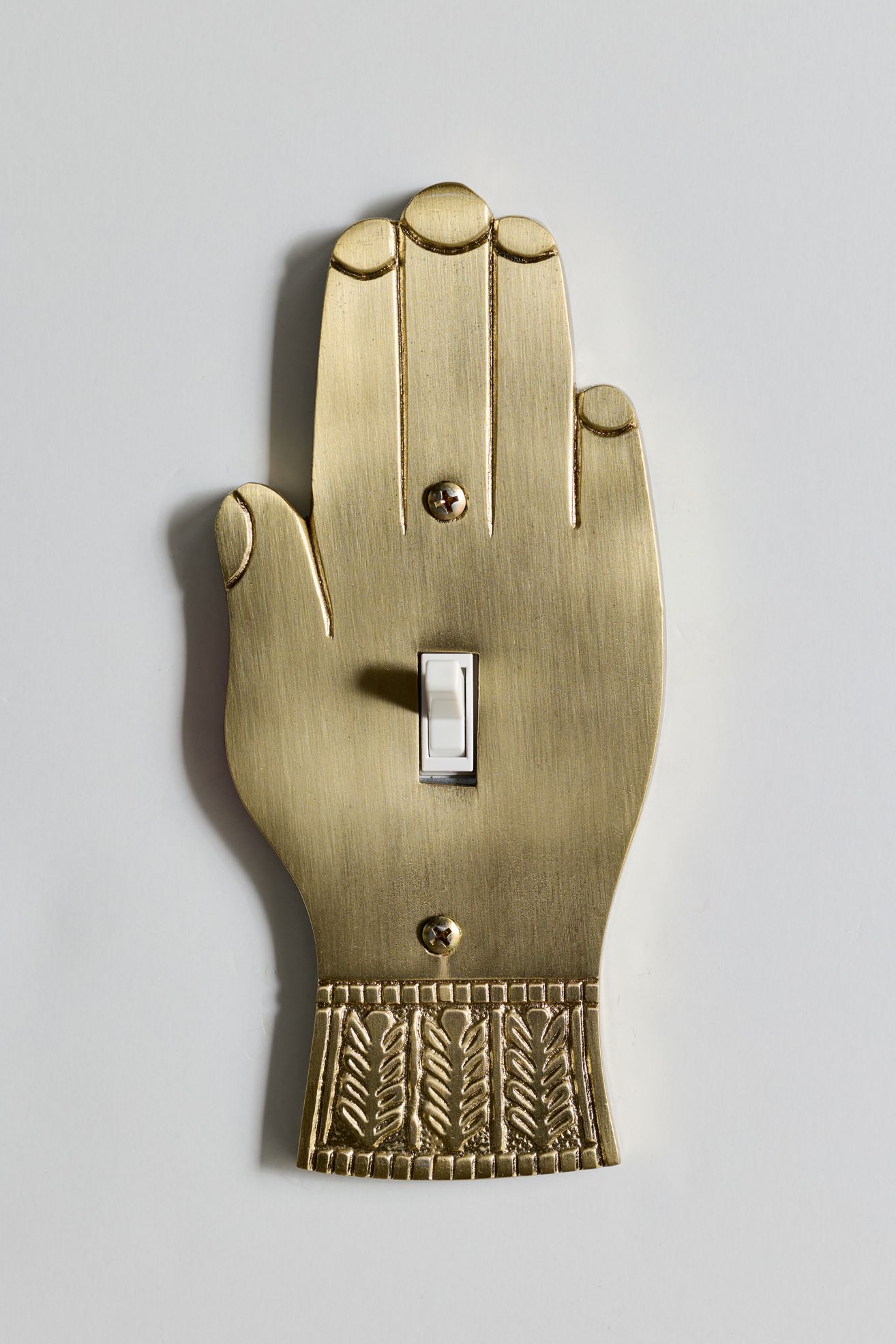 Hand Shaped Iron Switch Plate - Brass, Regular