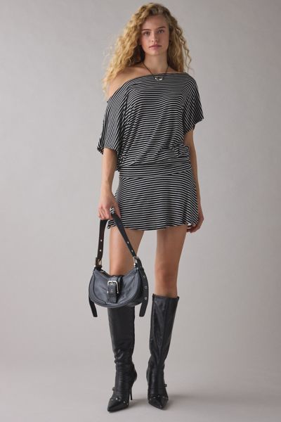 UO Total Eclipse Draped Jersey Knit Off-The-Shoulder Mini Dress
