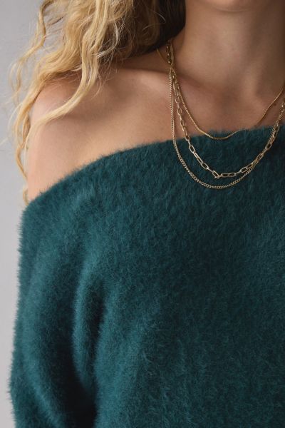 UO Swit-er Knit Off-The-Shoulder Mini Dress