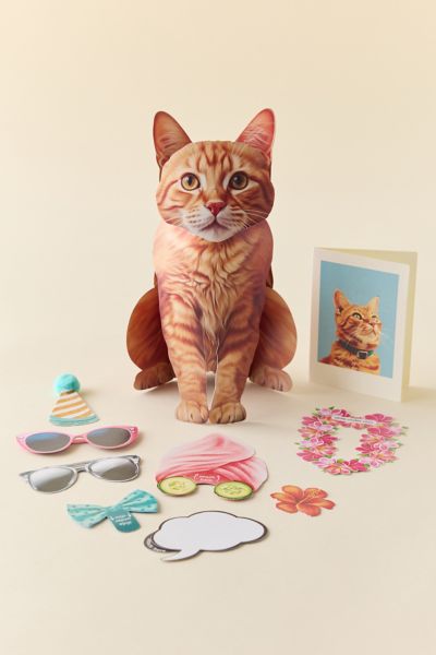 FreshCut Paper Orange Tabby Cat Pop-Up Greeting Card