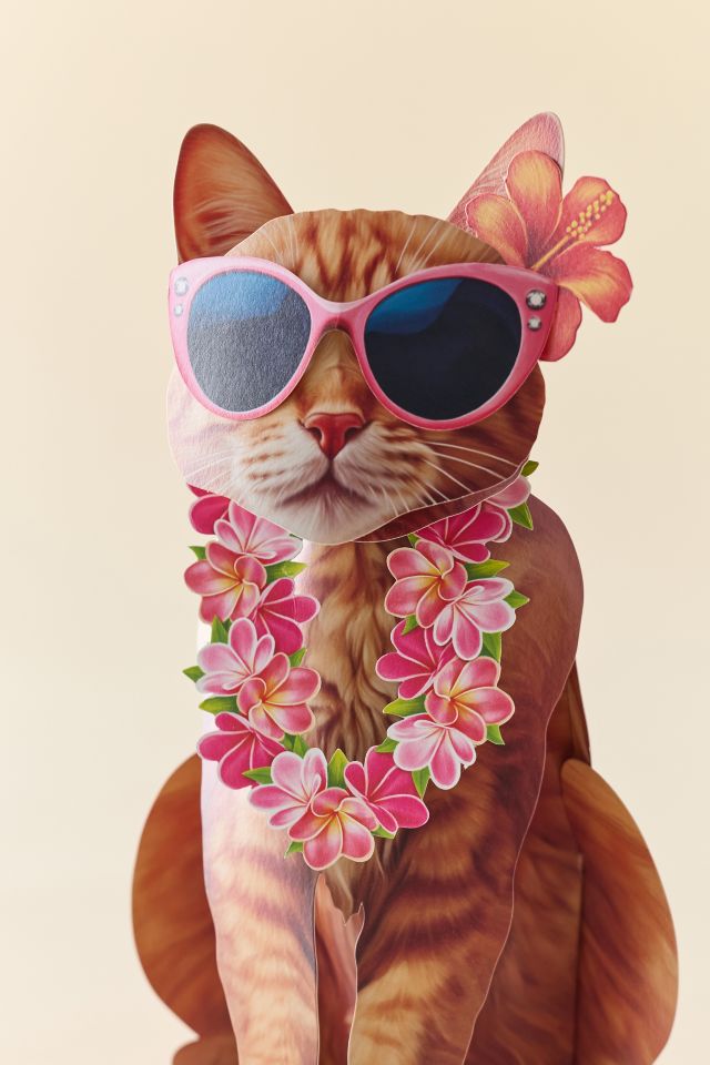 FreshCut Paper Orange Tabby Cat Pop-Up Greeting Card #1