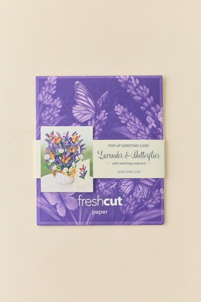 FreshCut Paper Mini Lavender & Butterflies Bouquet Pop-Up Greeting Card