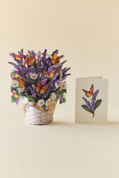 FreshCut Paper Mini Lavender & Butterflies Bouquet Pop-Up Greeting Card