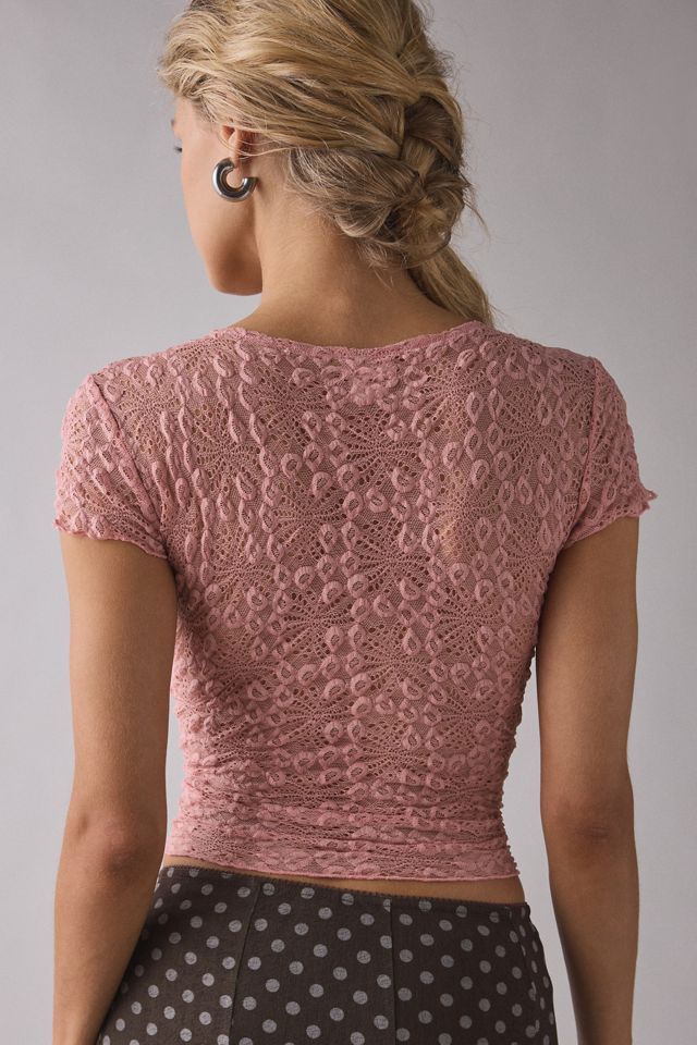Kimchi Blue Maisie Sheer Lace Twist-Front Crop Top #2