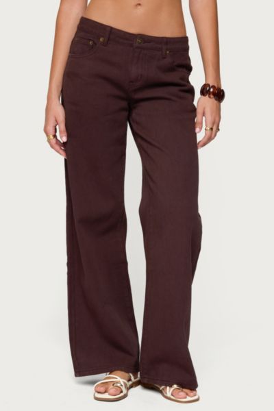 Edikted Roman Slouchy Low Rise Wide Leg Jeans In Brown