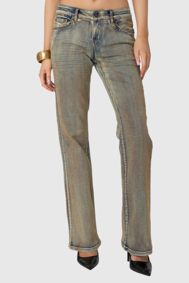 Edikted Boot Cut Low Rise Mud Washed Jeans #1