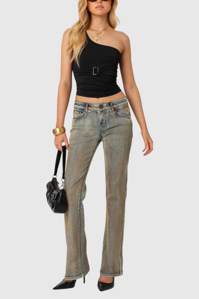 Edikted Boot Cut Low Rise Mud Washed Jeans #4