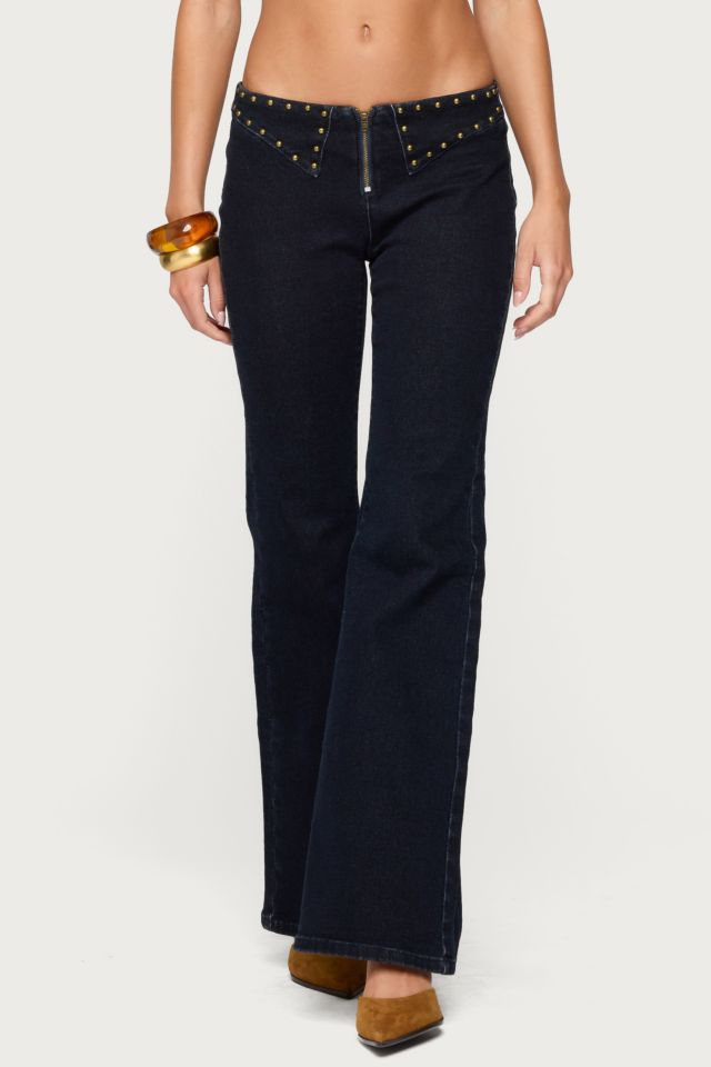 Edikted Carys Studded Low Rise Flared Jeans #4