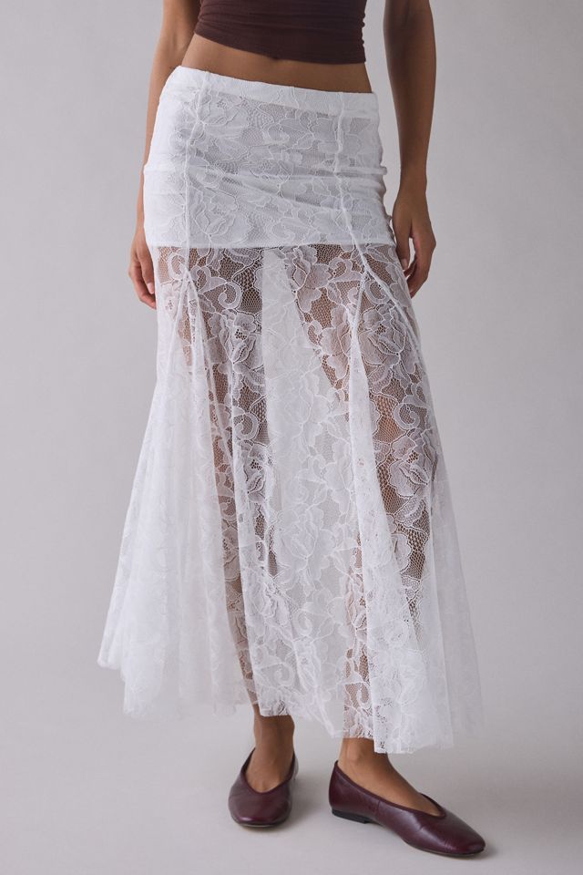 Kimchi Blue Hazy Days Semi-Sheer Lace Maxi Skirt #1