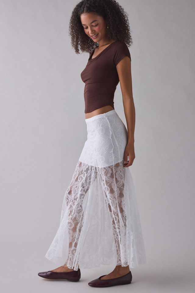 Kimchi Blue Hazy Days Semi-Sheer Lace Maxi Skirt #3