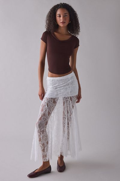 Kimchi Blue Hazy Days Semi-Sheer Lace Maxi Skirt