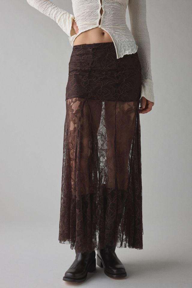Kimchi Blue Hazy Days Semi-Sheer Lace Maxi Skirt #1