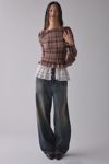 Kimchi Blue Susie Smocked Ruffle Boatneck Long Sleeve Top