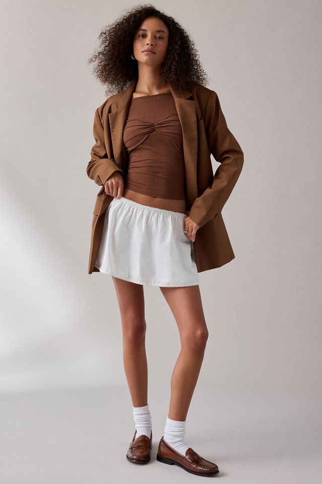 UO Izzy Semi-Sheer Ruched Front Long Sleeve Boatneck Top | Urban